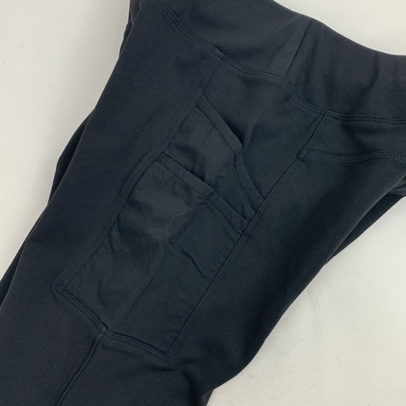 Carhartt Fitted Black Crop Capri leggings Sz Small Side Pockets Zip Compression - Picture 10 of 15
